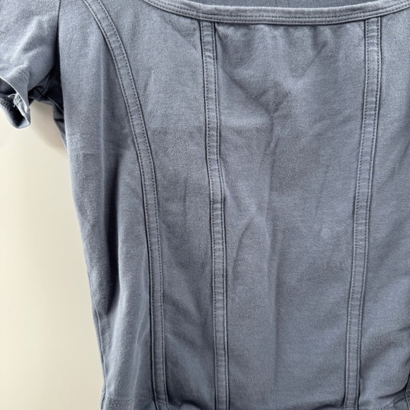 Hollister Must-Have Collection Steel Blue Square Neck Baby Tee – Size Small - Picture 3 of 6